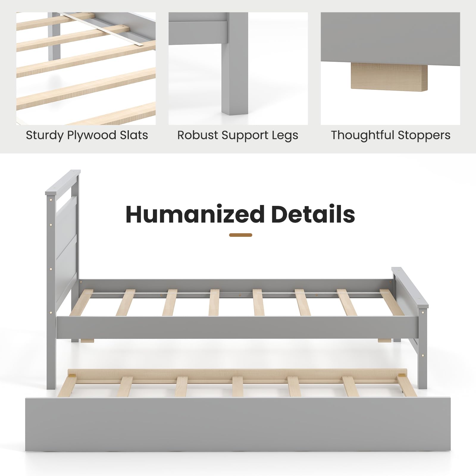 KOMFOTT Twin Bed Frame with Trundle