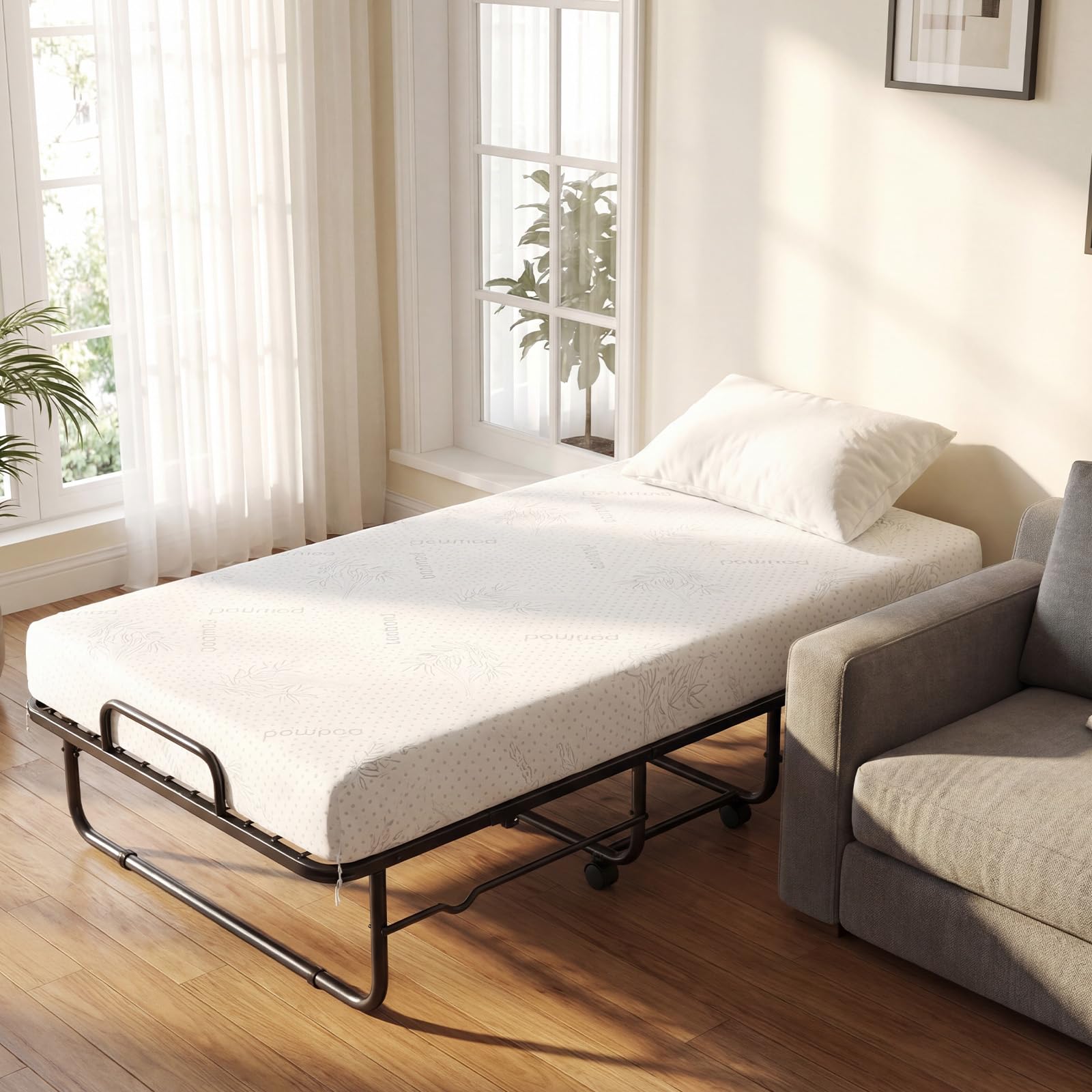 KOMFOTT Twin Size Folding Bed with 5" Mattress（75" x 38"）