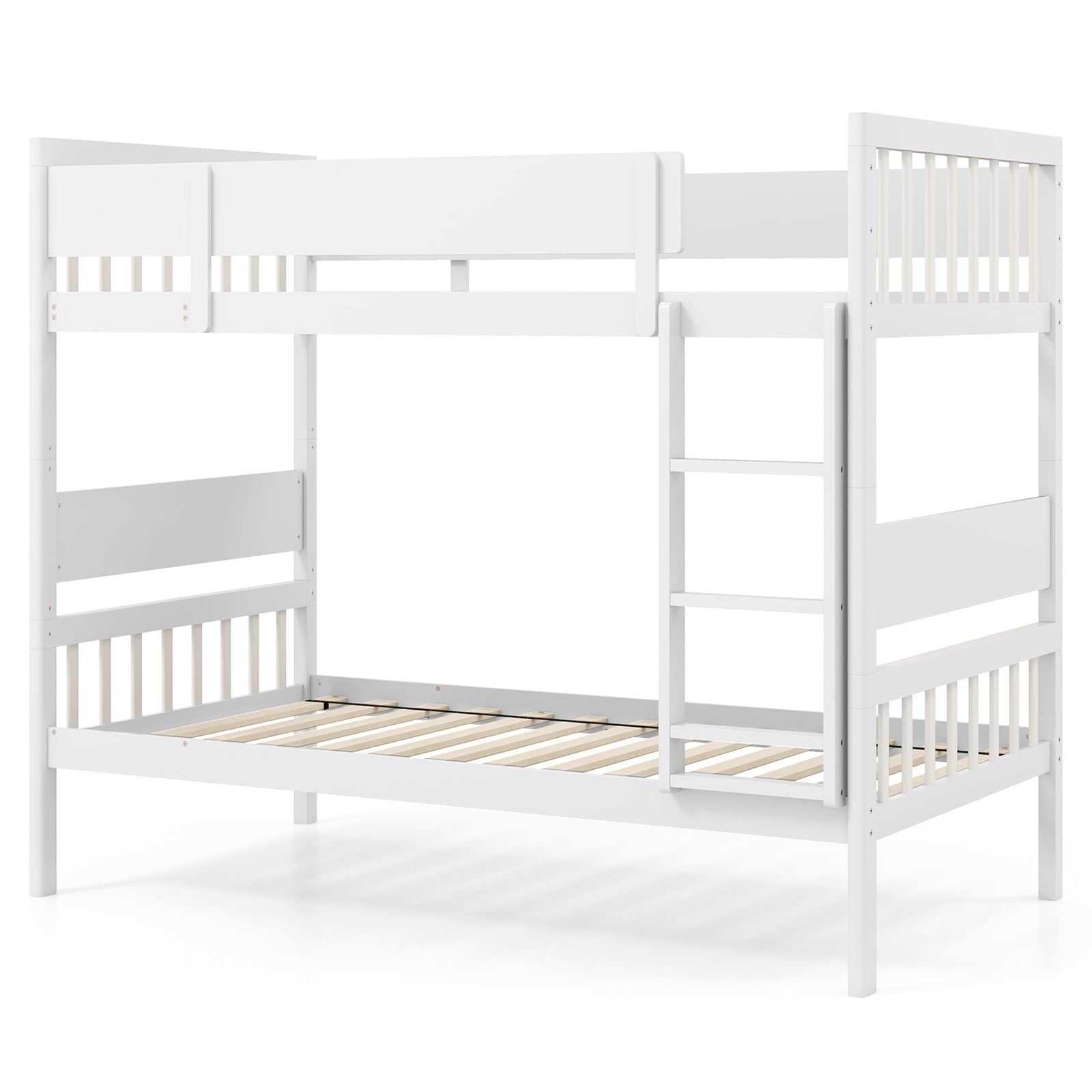 KOMFOTT Wood Twin Over Twin Bunk Bed Convertible Bed Frame