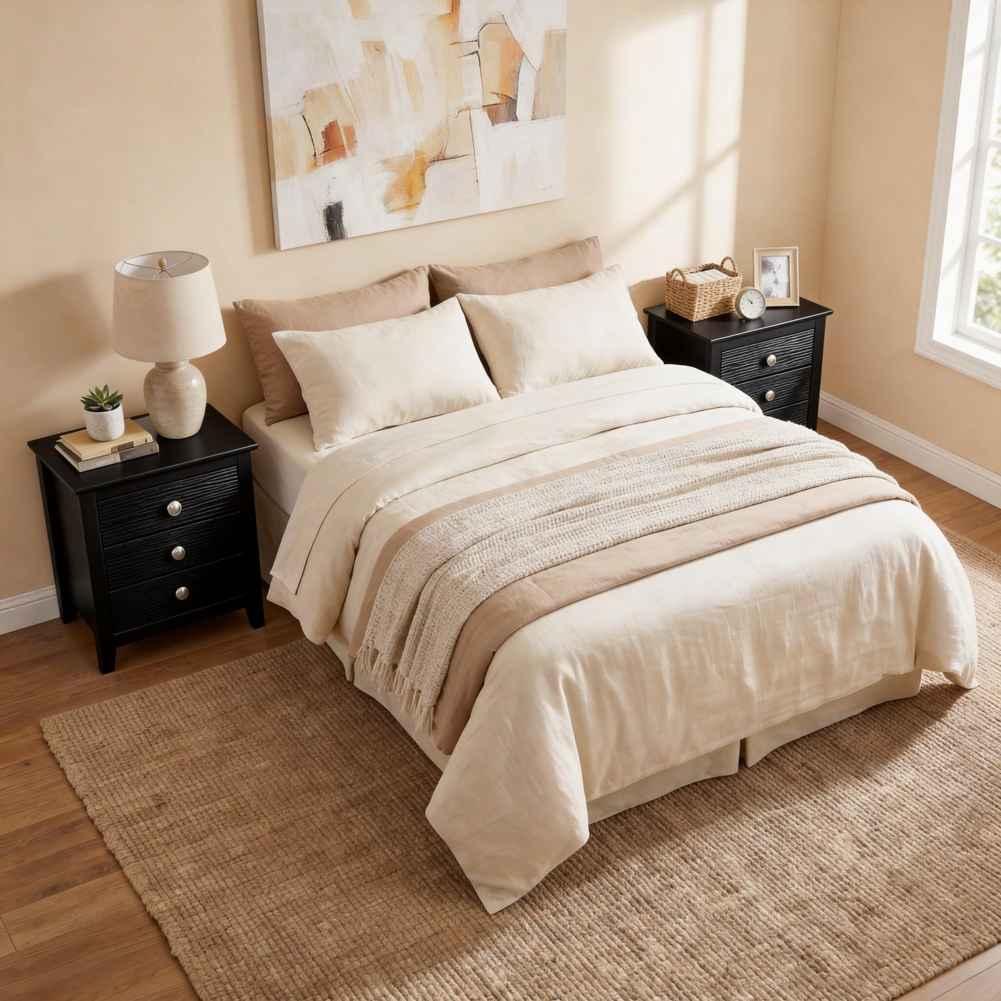 KOMFOTT Modern Farmhouse Nightstand with 3 Drawers(1/2)