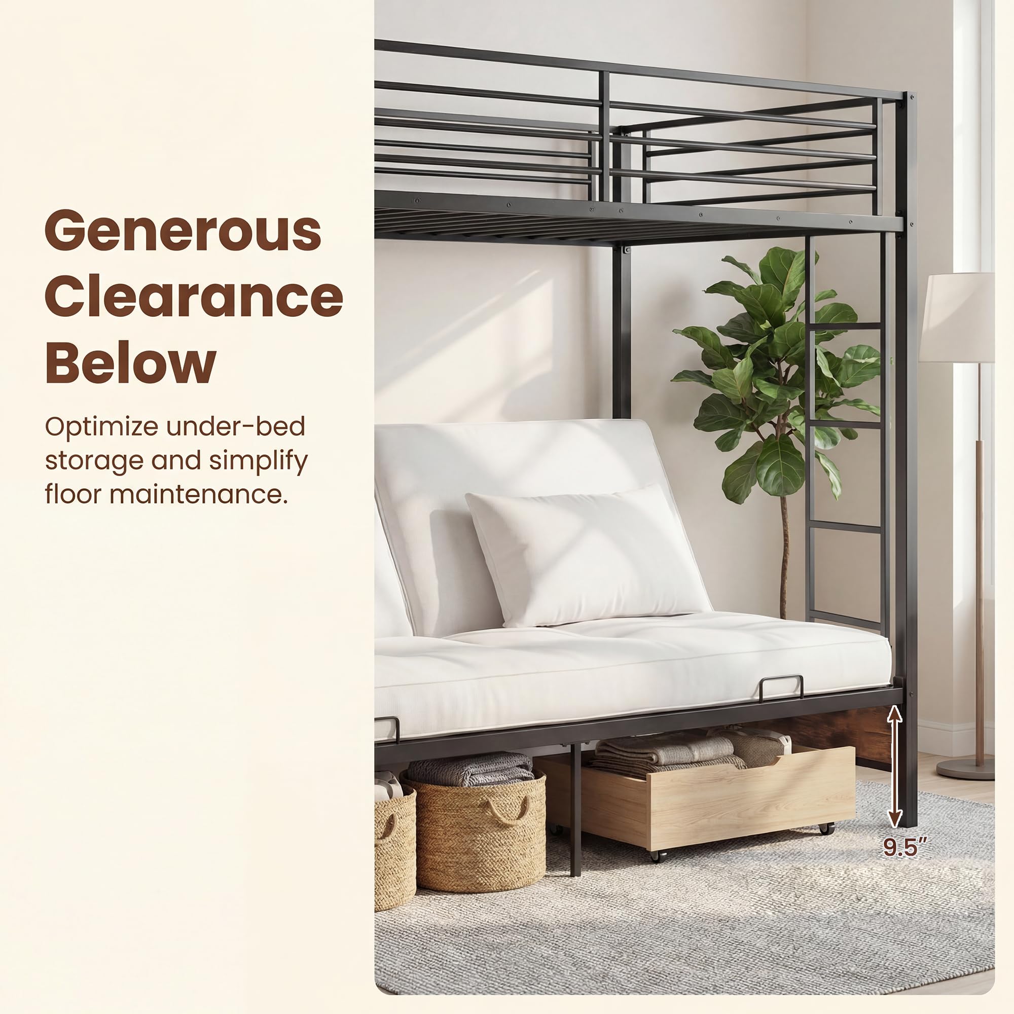 KOMFOTT Metal Twin Over Futon Bunk Bed