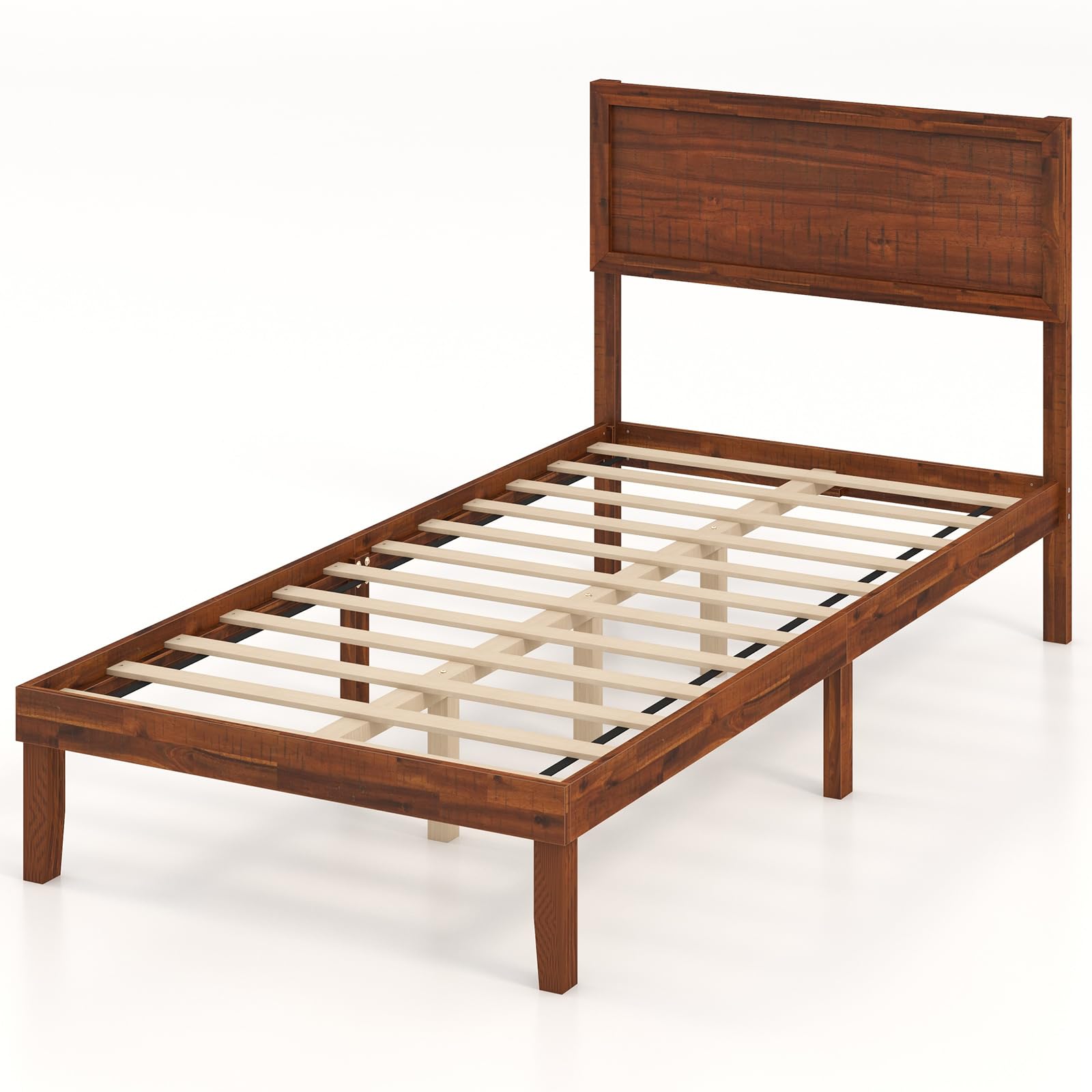 KOMFOTT Retro Wood Bed Frame with Headboard
