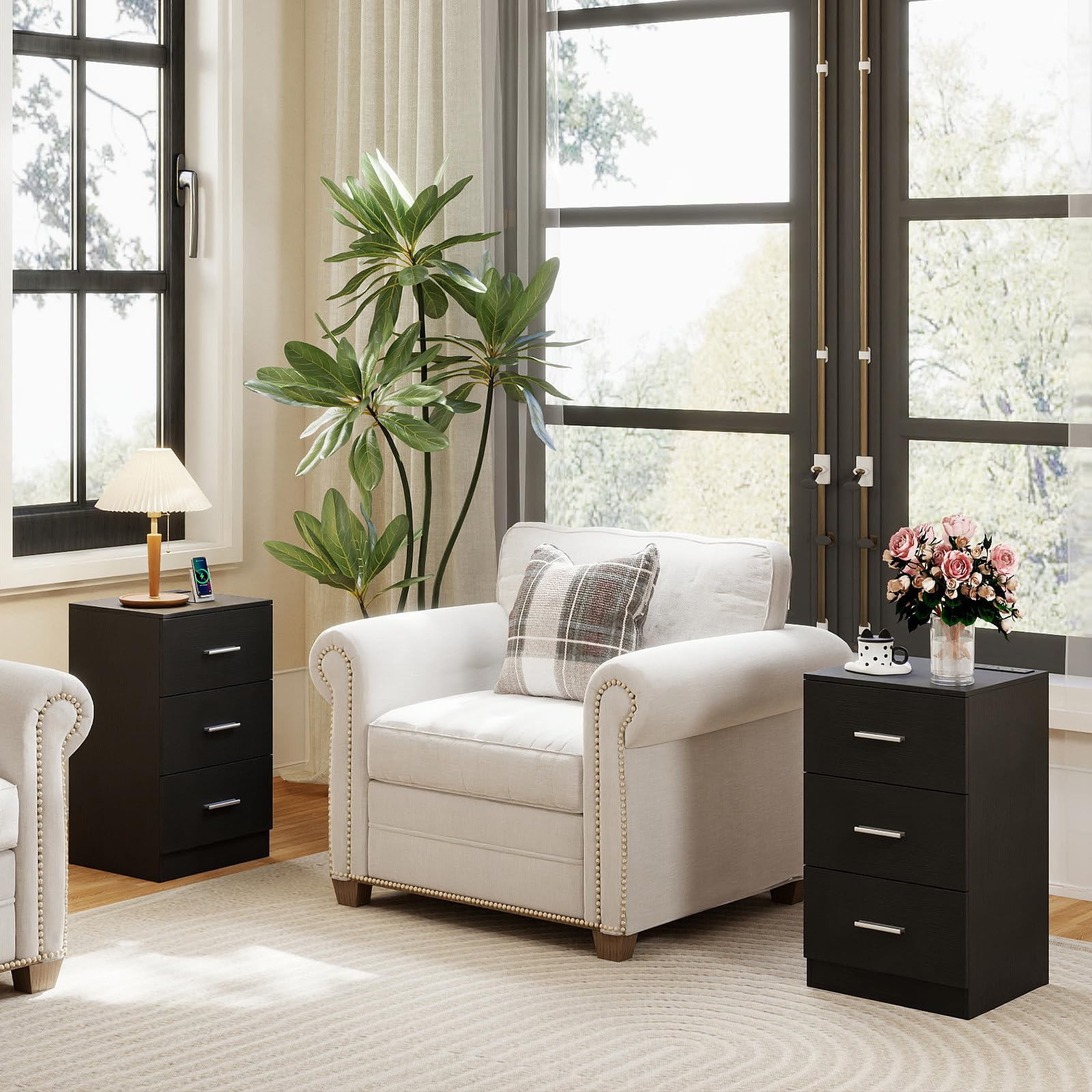 KOMFOTT 3-Drawer Nightstand Modern Drawer Organizer