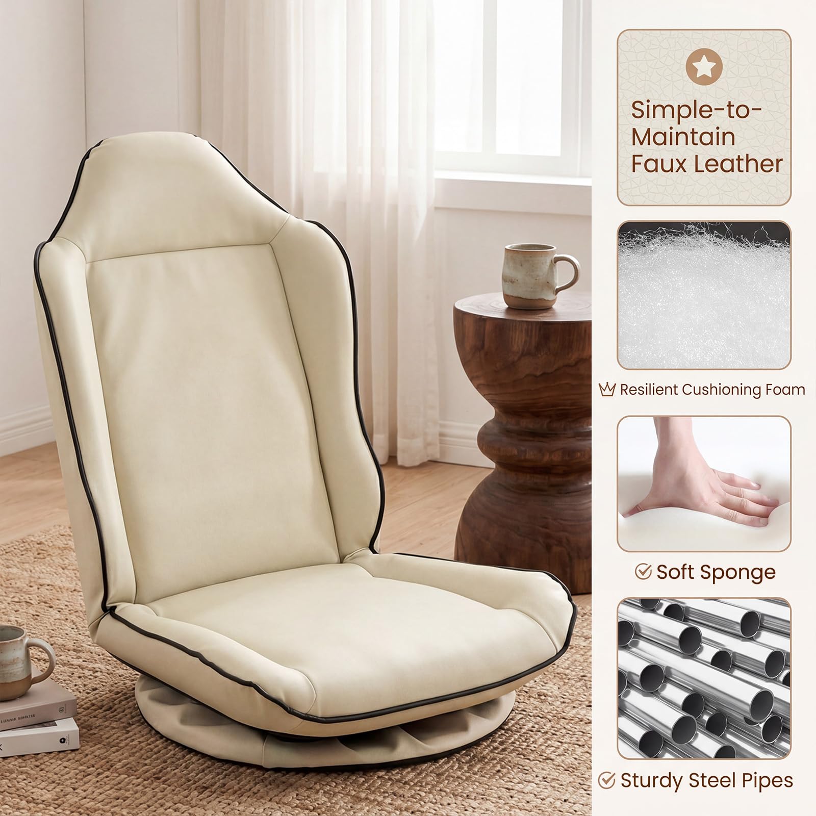 KOMFOTT 360° Swivel Floor Gaming Chair with Adjustable Backrest