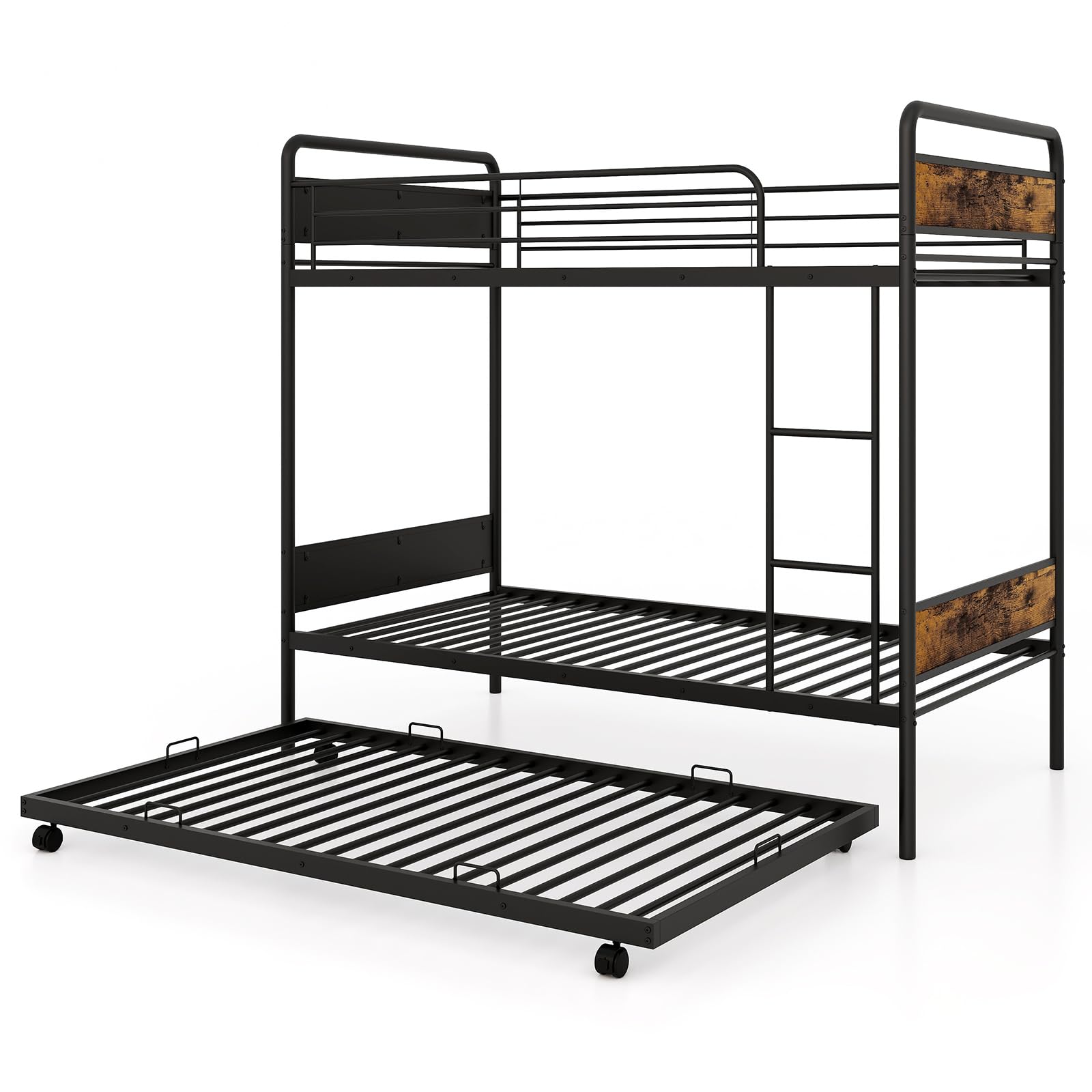 KOMFOTT Metal Twin Over Twin Bunk Bed with Trundle