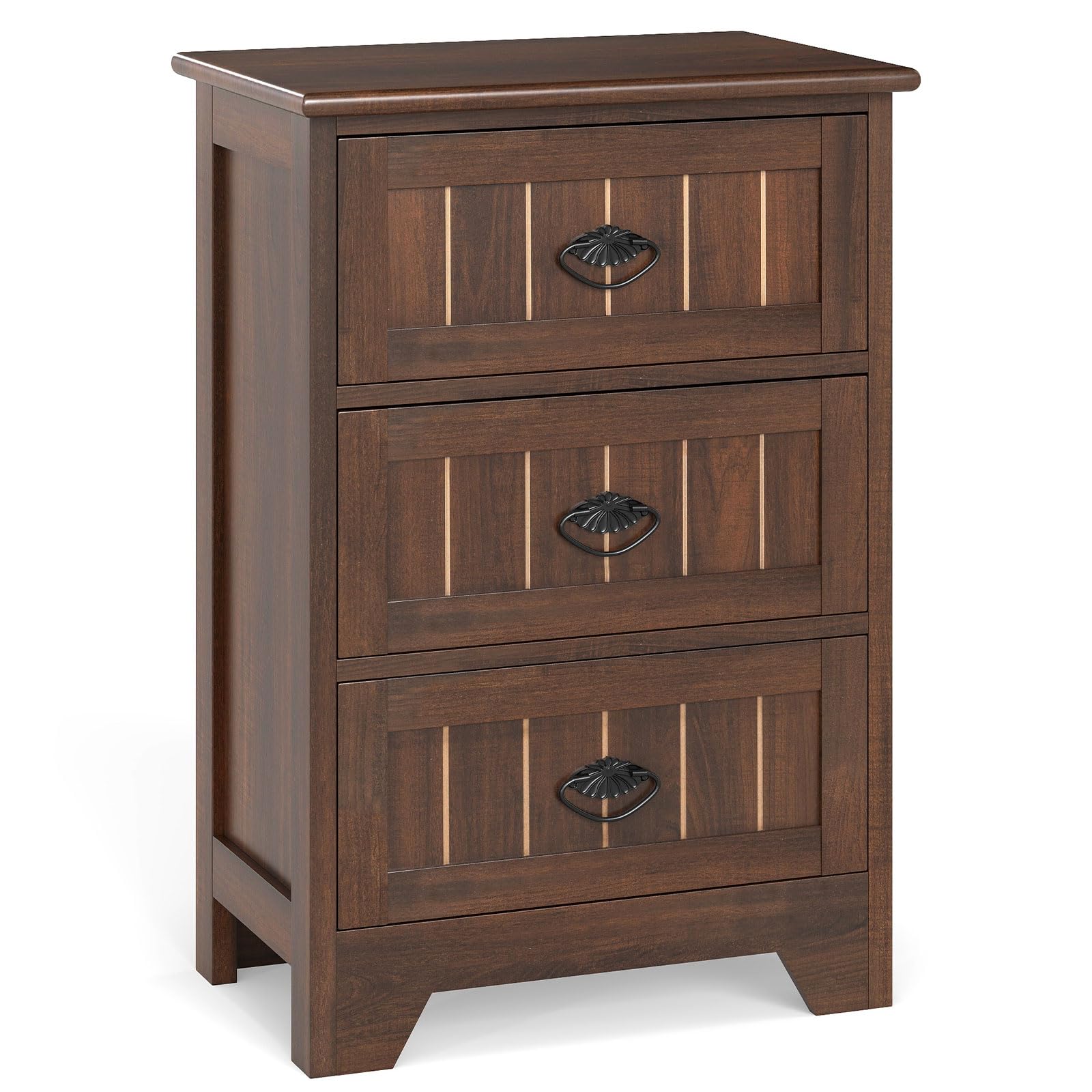 KOMFOTT Farmhouse Nightstand with 3 Storage Drawers（1/2）