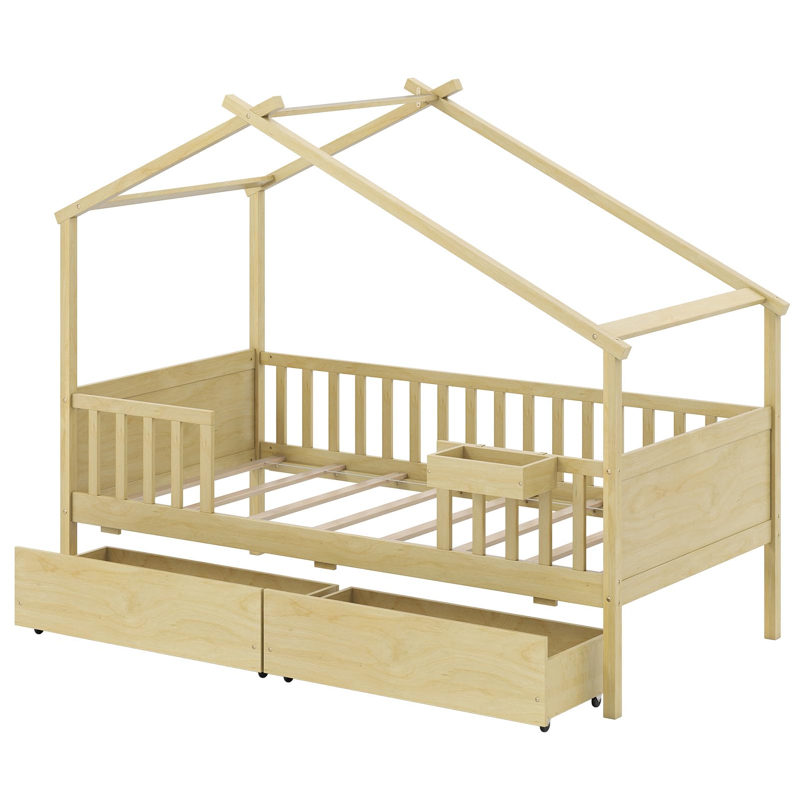 KOMFOTT Twin House Bed with 2 Storage Drawers