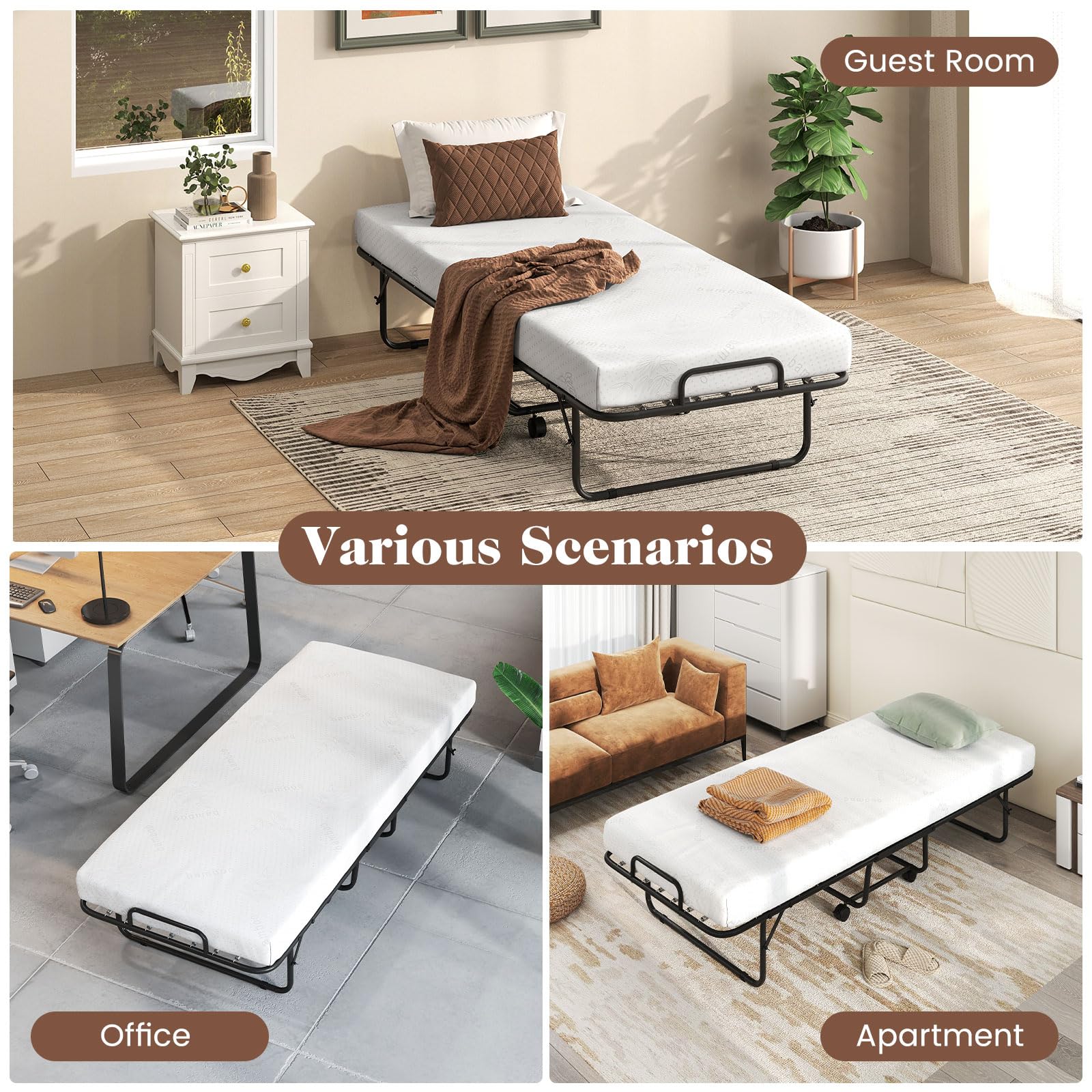 KOMFOTT Folding Bed with Mattress(Small Single)
