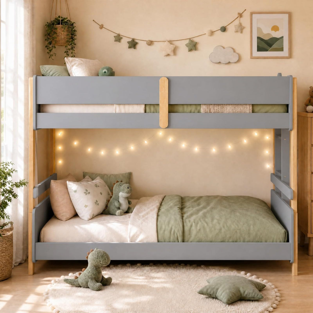 KOMFOTT Bunk Bed Twin Over Twin, Converts into 2 Twin Beds(Side Ladder)