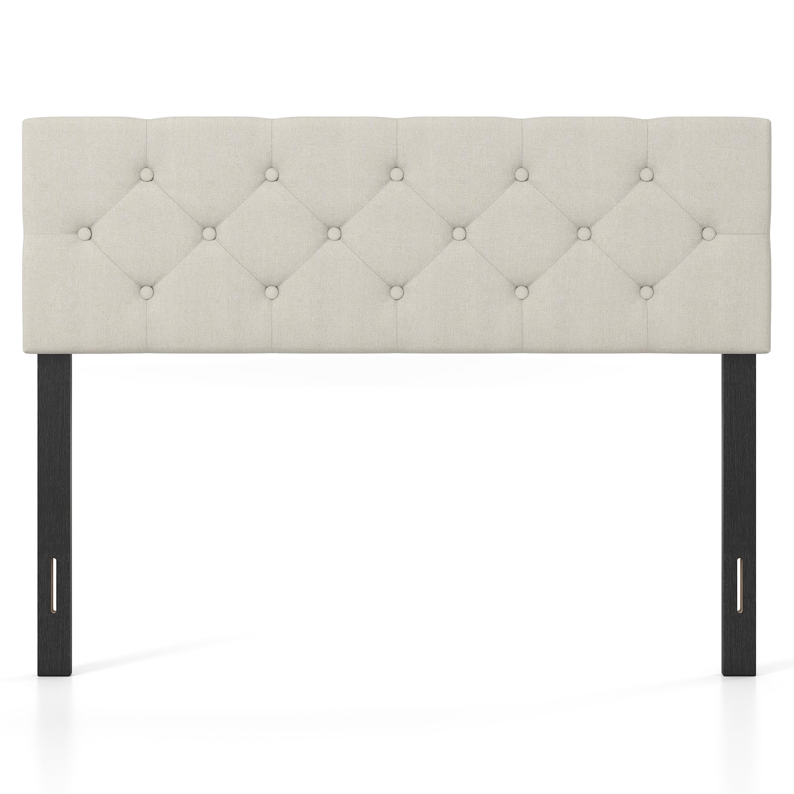 KOMFOTT Linen Upholstered Headboard for Full & Queen Size Bed Frame(Rhombic Button Tufted)