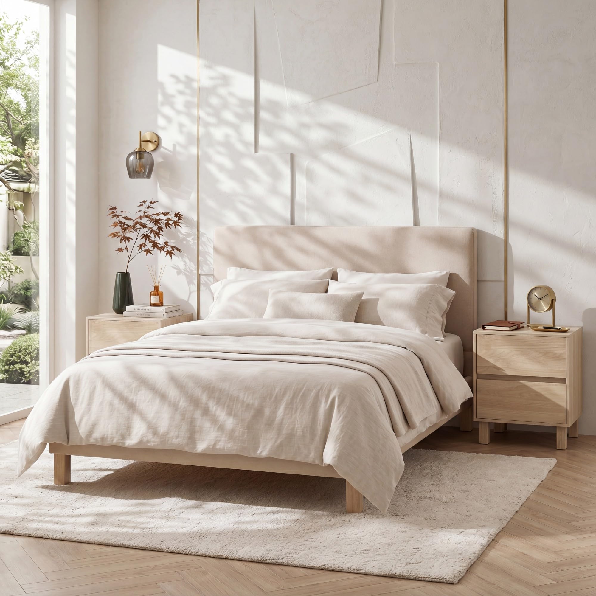 KOMFOTT Wood Nightstand with 2 Storage Drawers(1/2)