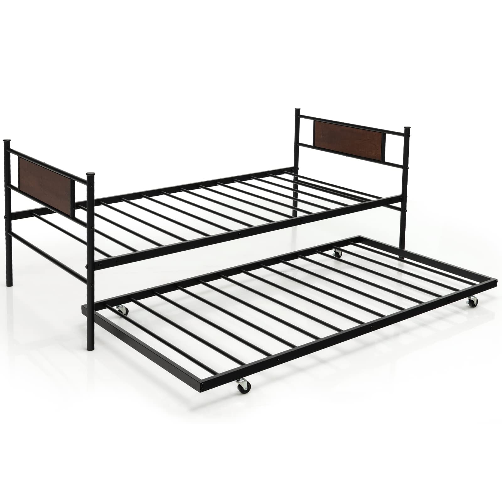 KOMFOTT Twin Metal Daybed with Trundle（Black）