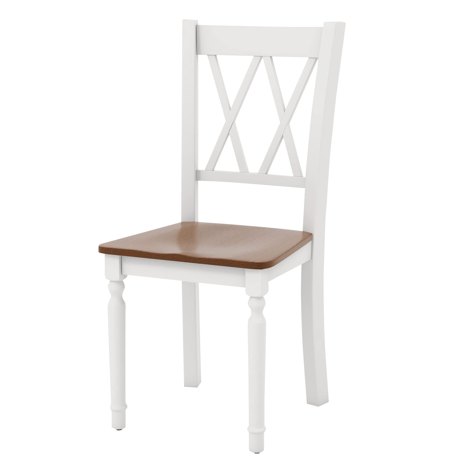 KOMFOTT Dining Room Chairs Set of 4 White - Wooden Farmhouse Kitchen Chairs with Rubber Wood Seat