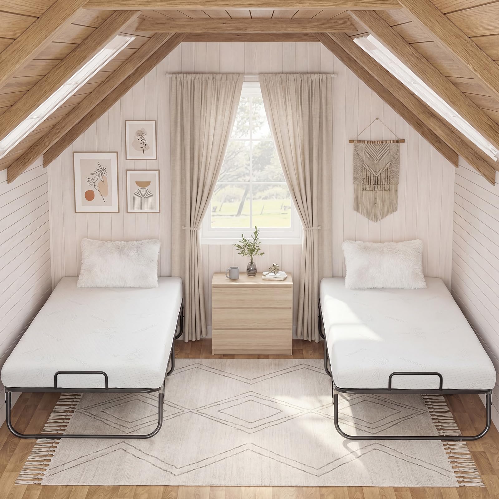 KOMFOTT Twin Size Folding Bed with 5" Mattress（75" x 38"）