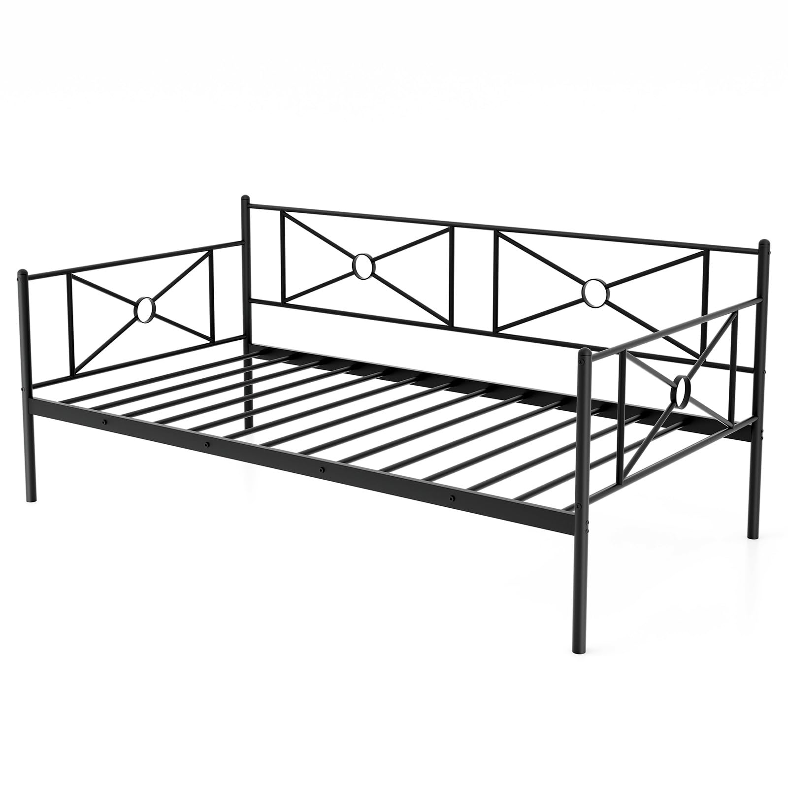 KOMFOTT Twin Size Metal Daybed, Multifunctional Sofa Guest Bed with Headboard