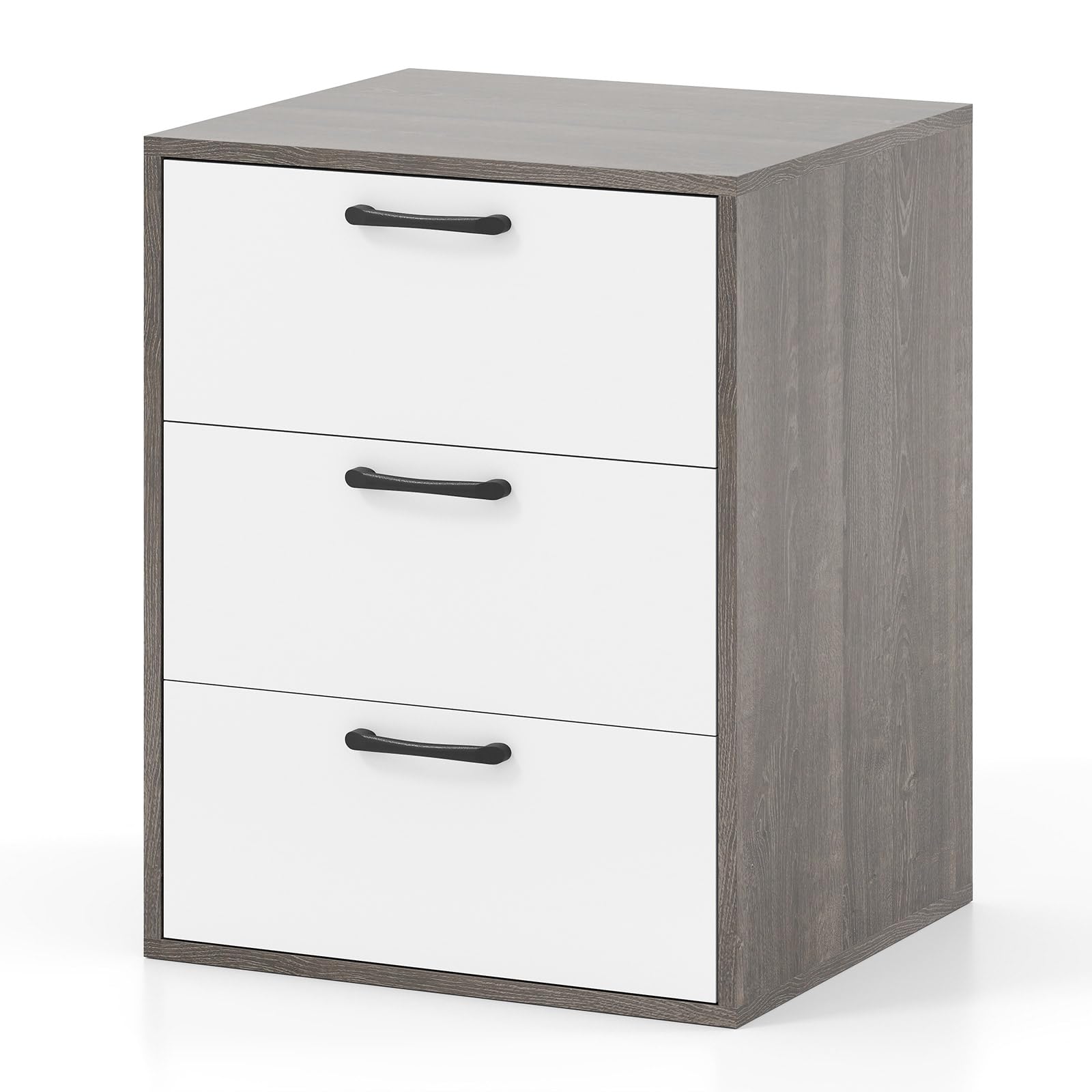 KOMFOTT Nightstand with 3 Drawers( (White & Grey))
