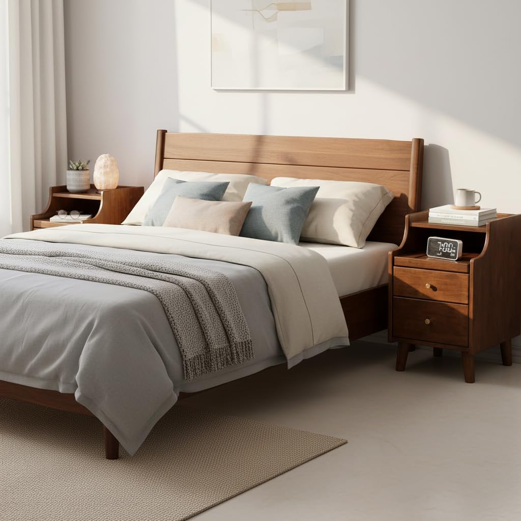 KOMFOTT Narrow Nightstand with 2 Drawers & Pull-Out Tray(1/2)