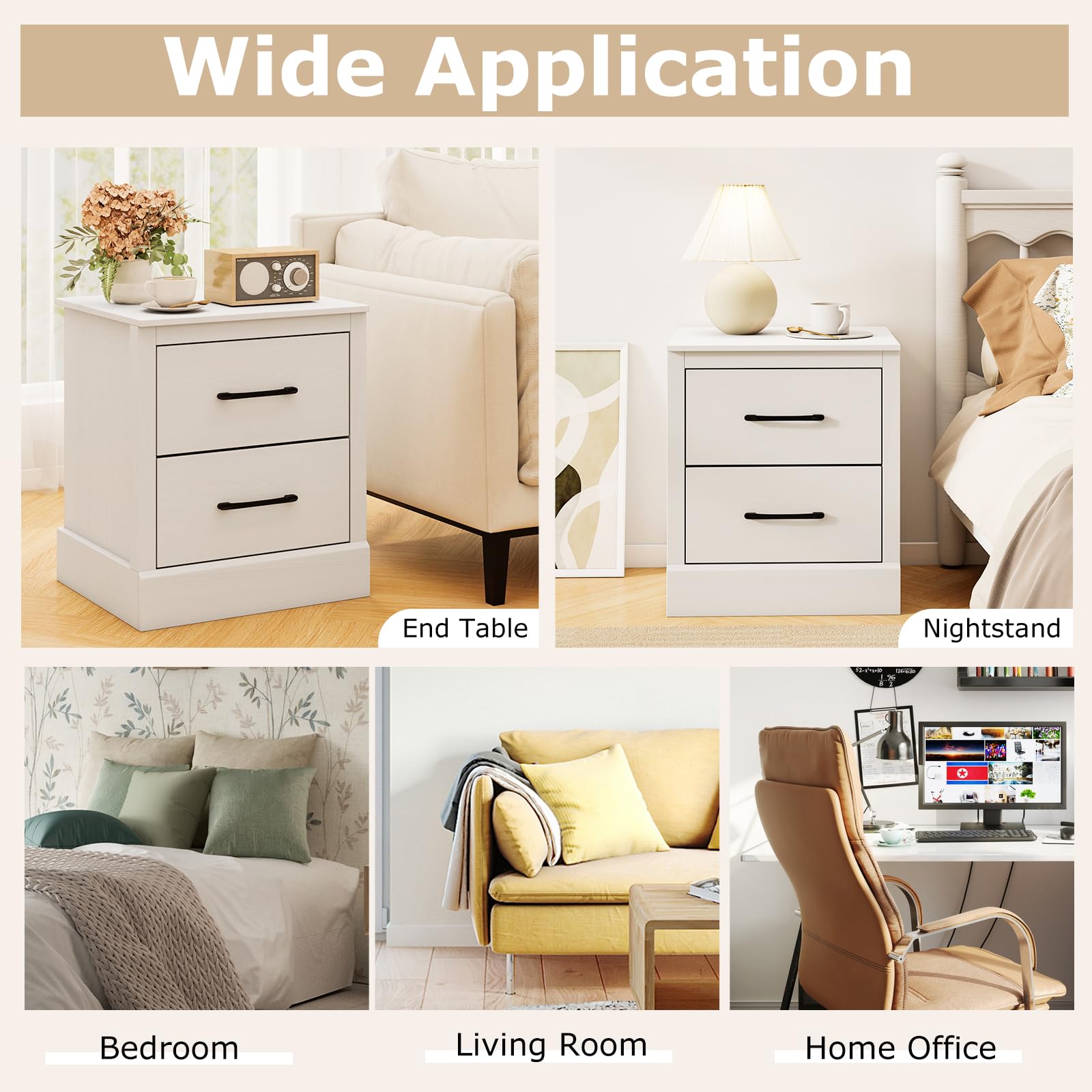 KOMFOTT Farmhouse Nightstand with Drawers(1/2)