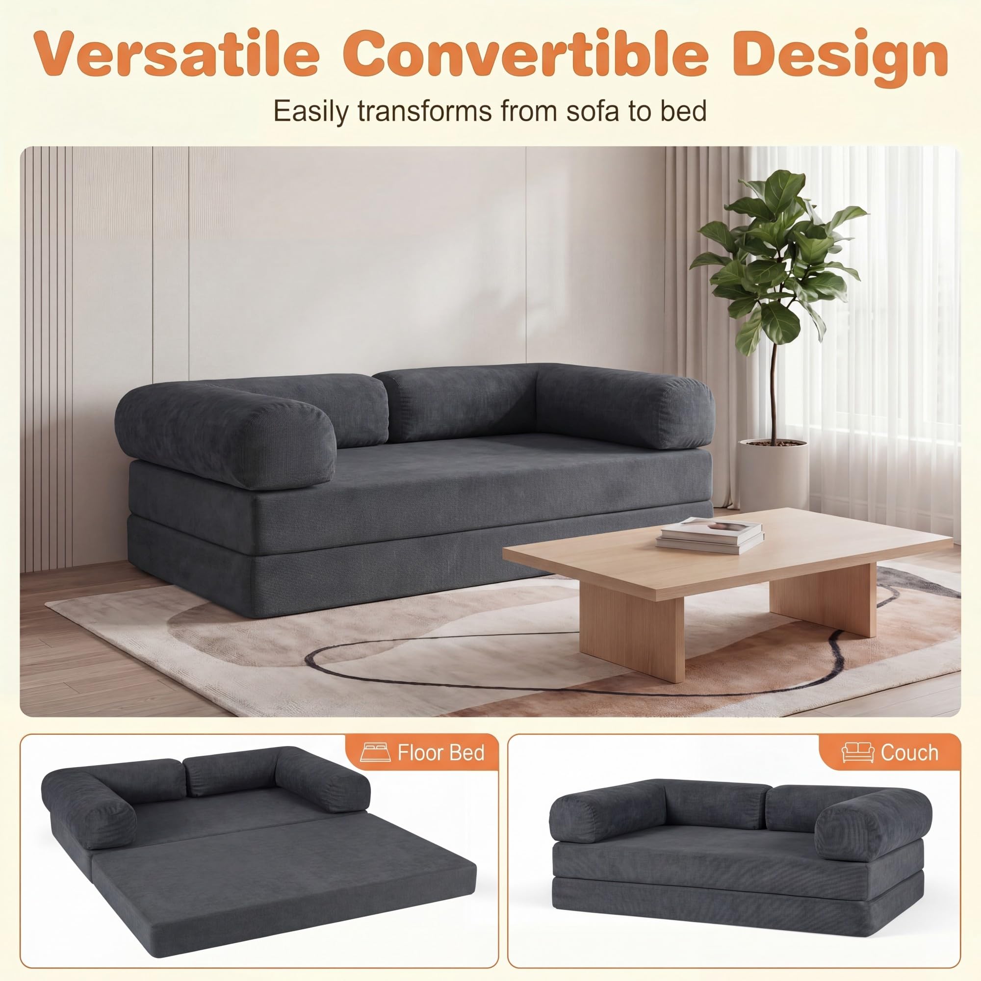 KOMFOTT 4-in-1 Folding Sofa Bed Convertible Futon Couch