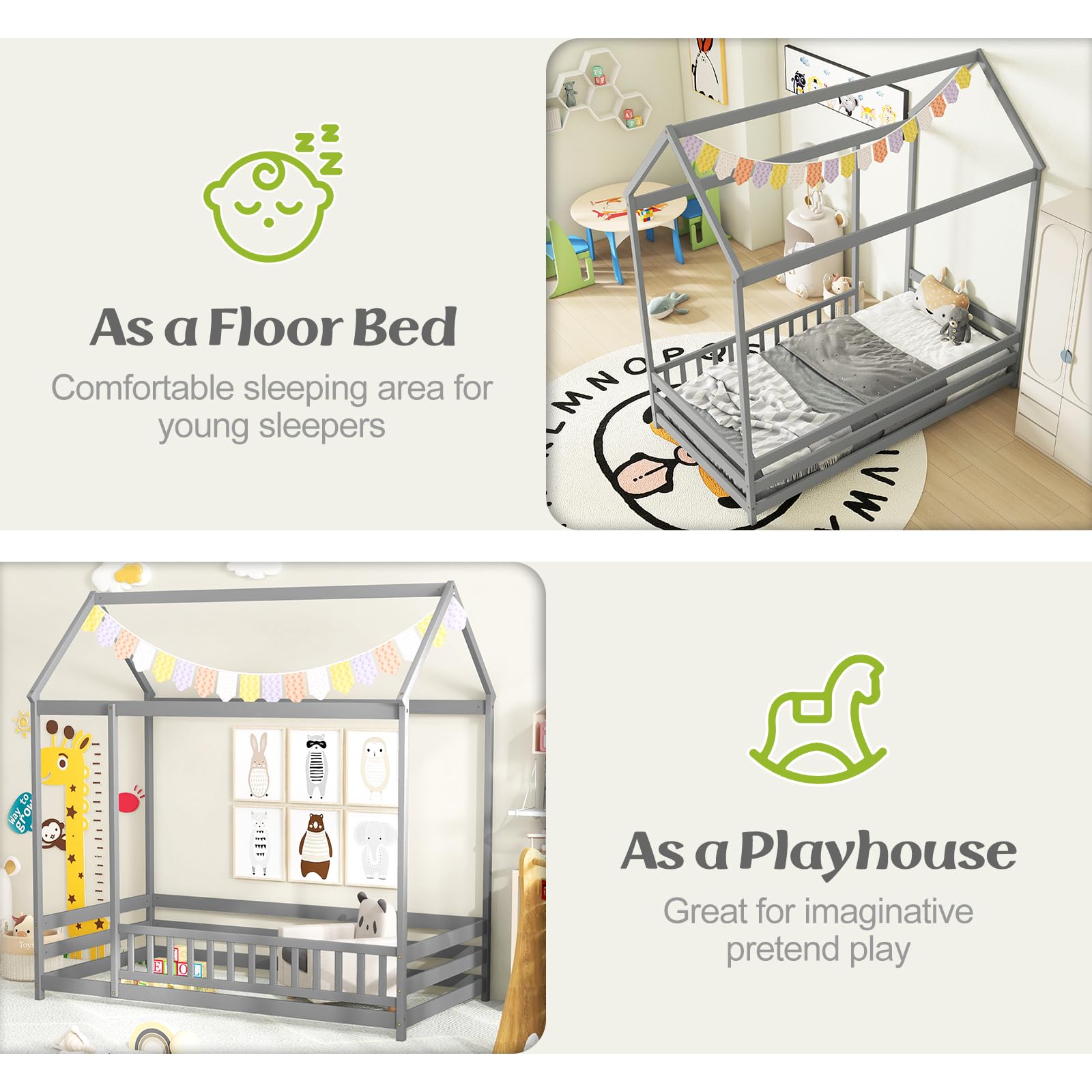 KOMFOTT Twin Size Floor House Bed