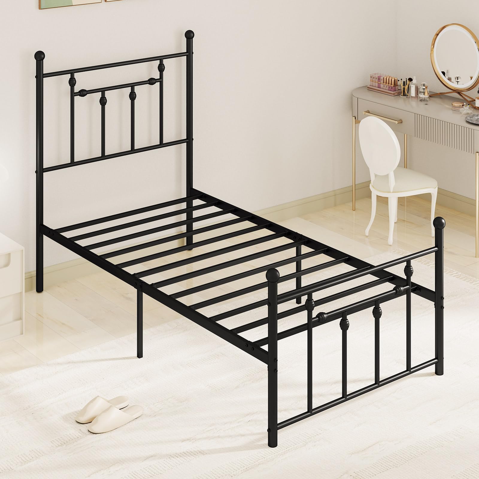 KOMFOTT  Metal Bed Frame with Footboard &Headboard