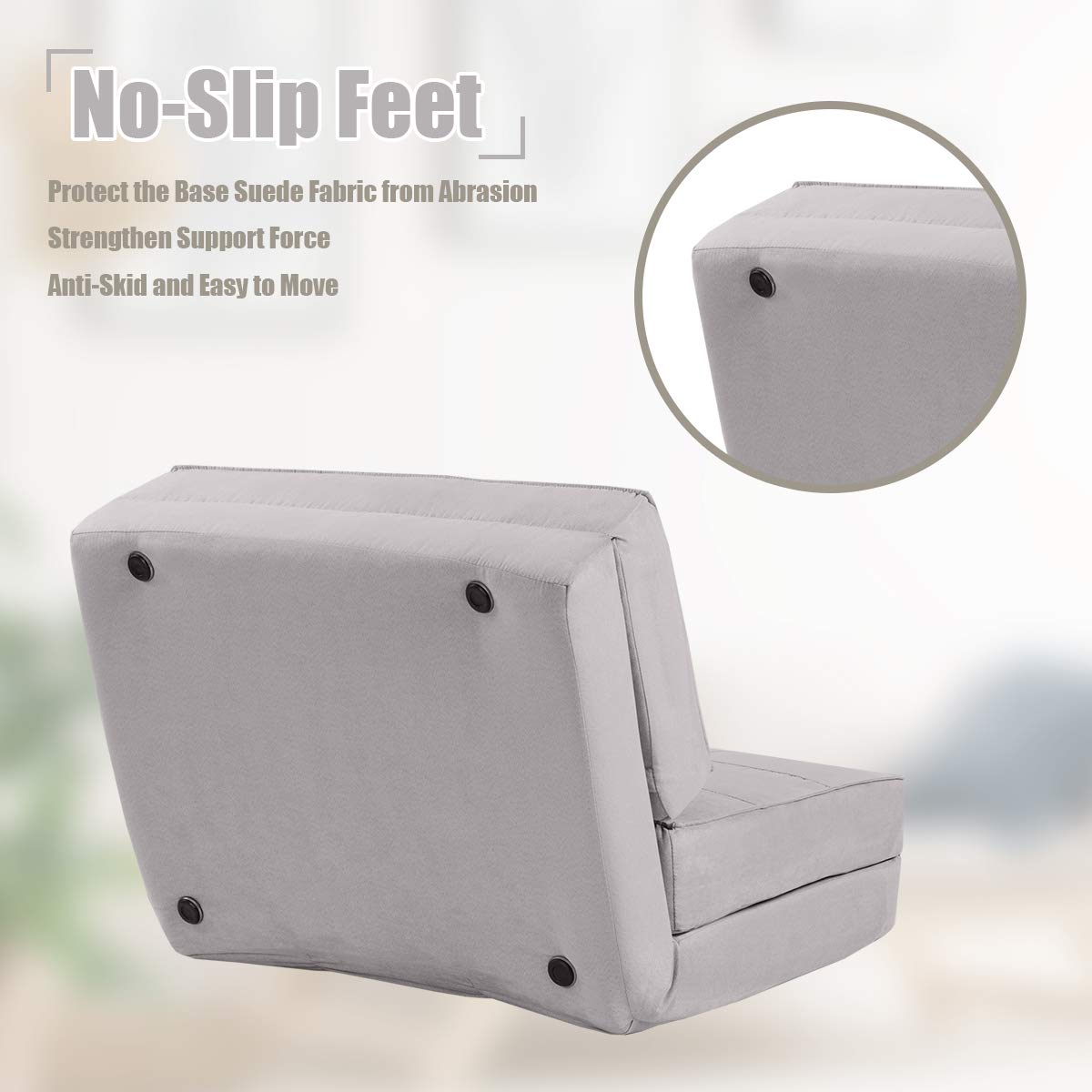KOMFOTT 5-Position Adjustable Convertible Flip Chair, Sleeper Dorm Game Bed Couch Lounger Sofa Chair Mattress