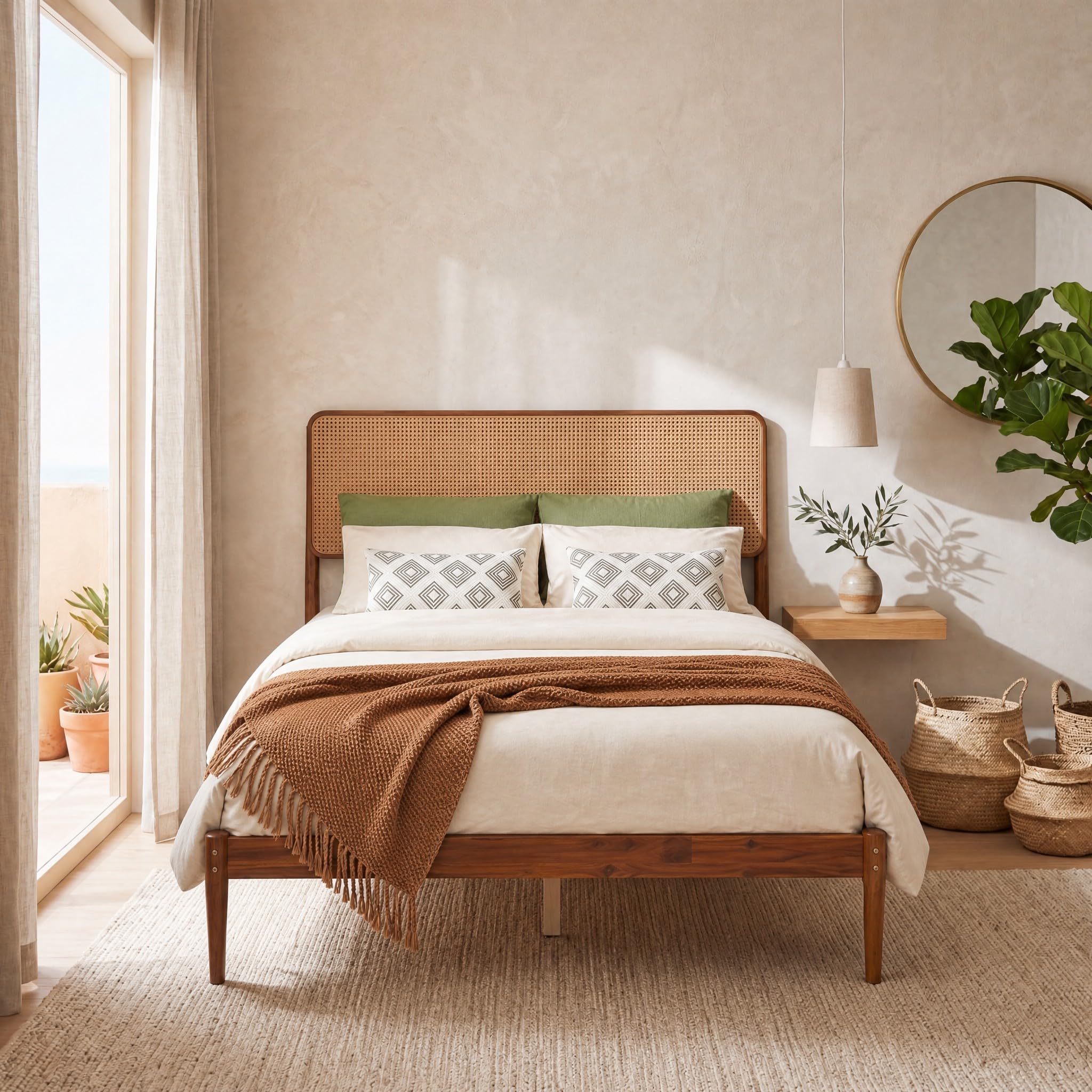 KOMFOTT Queen/Full/Twin Size Bed Frame Wood Platform Bed