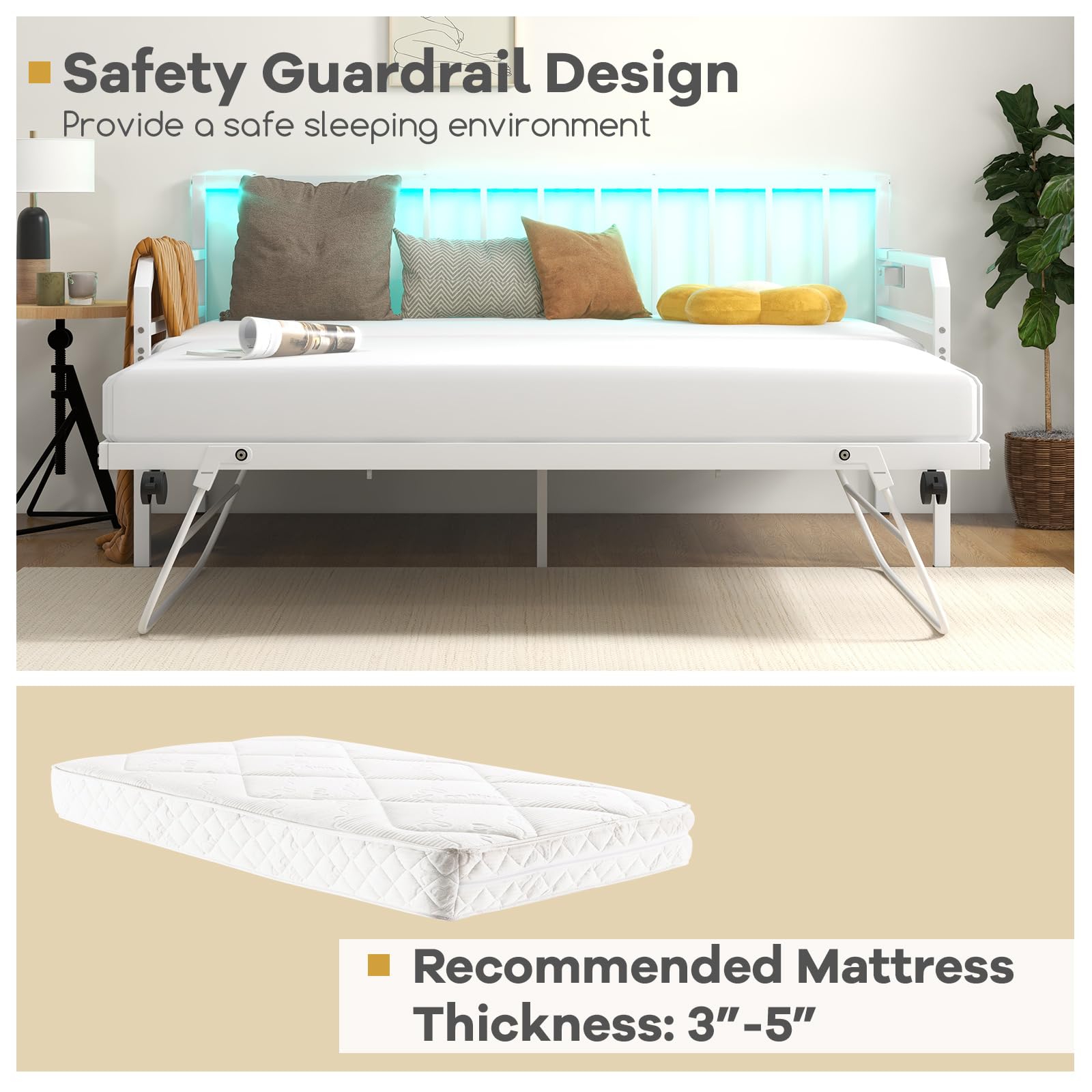 KOMFOTT Twin Daybed with Pop Up Trundle