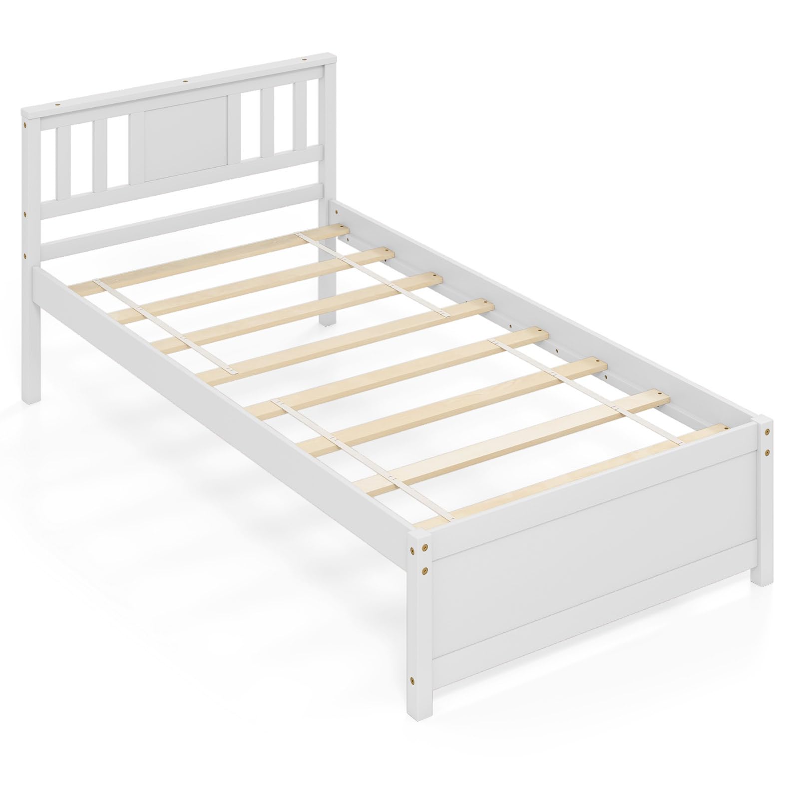 KOMFOTT  Wood Platform Bed Frame with Headboard Solid Wood Platform Bed