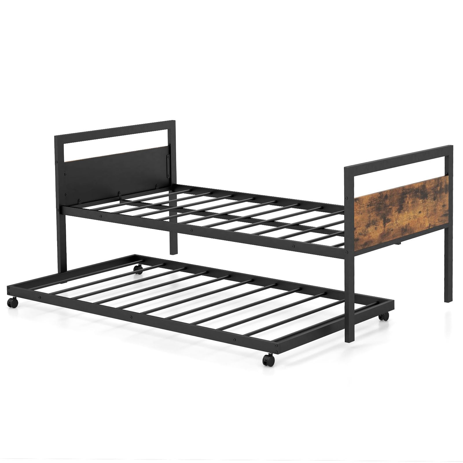 KOMFOTT Twin Size Metal Daybed with Trundle