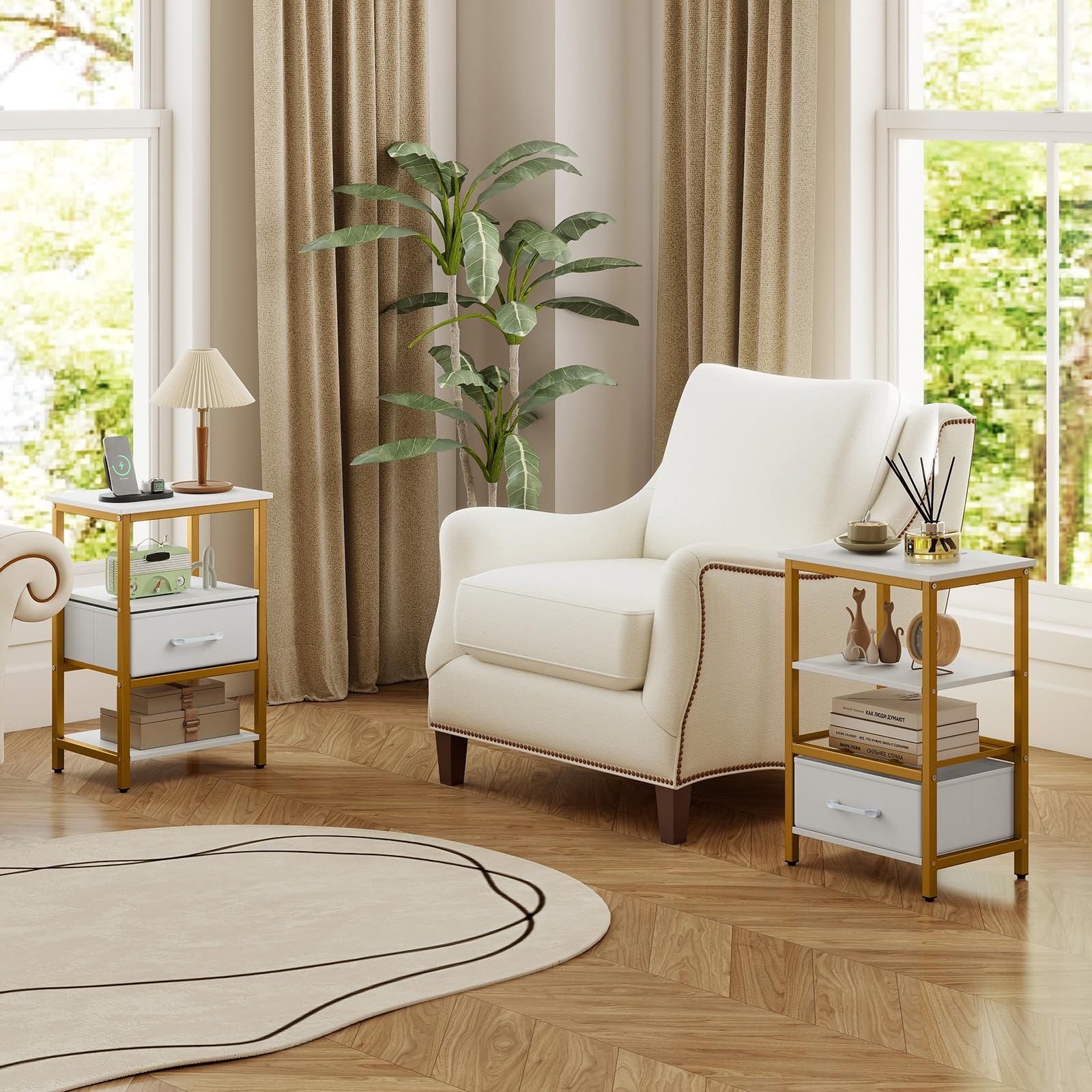 KOMFOTT 1/2 Nightstand with Charging Station Bedside Table