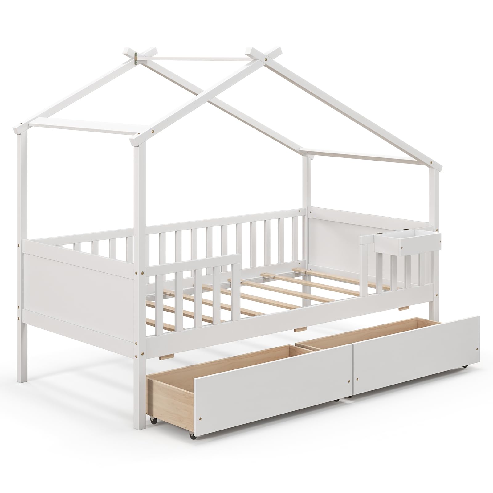 KOMFOTT Twin House Bed with 2 Storage Drawers
