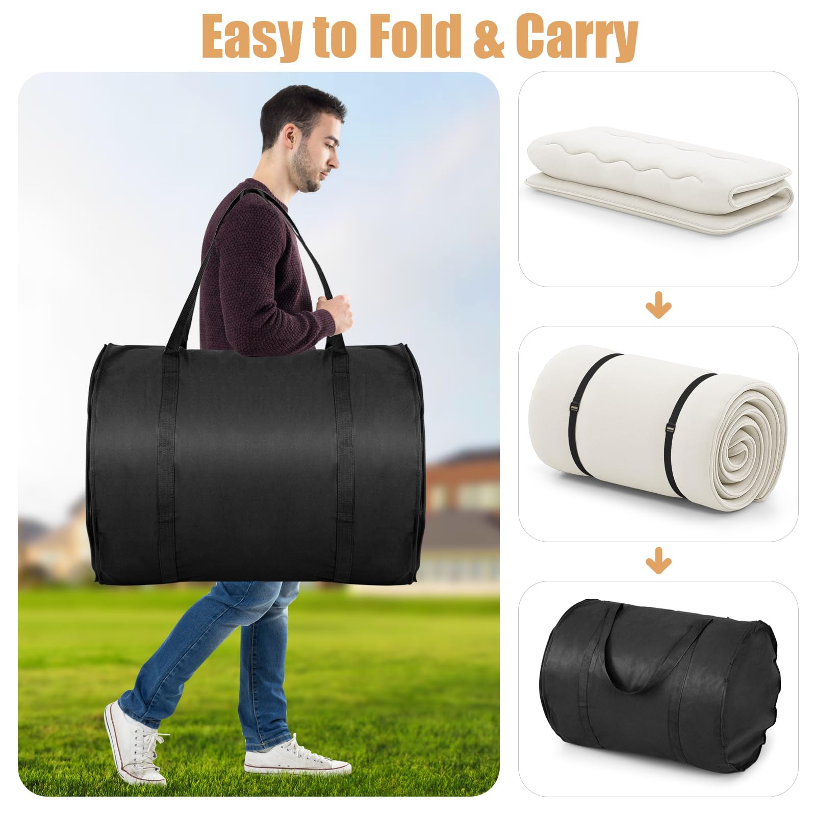 KOMFOTT Japanese Floor Mattress 4 Inch Roll up Futon Mattress