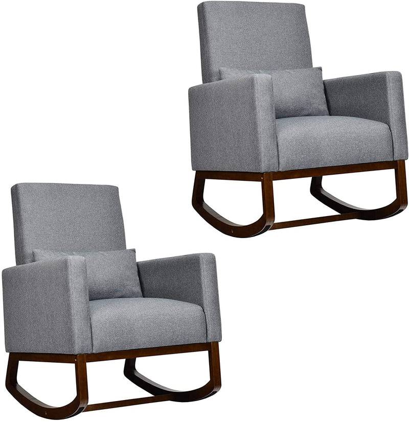 Wooden Tapered & Rocking Dual Legs Multifunctional Upholstered Accent Chair | Rocking Chair