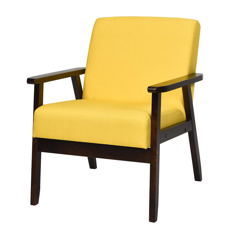 Solid Hardwood Made Mid-Century Modern Accent Chair | Retro Fabric Armchair