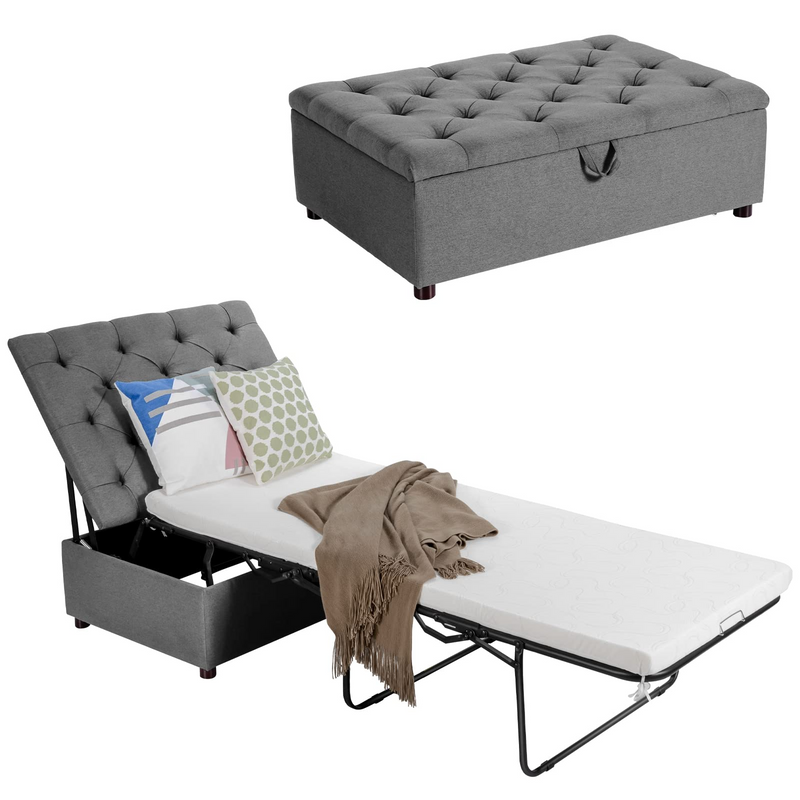 KOMFOTT Folding Ottoman Sleeper Chair Bed with Mattress, Convertible Fold Out Sleeper Sofa Bed