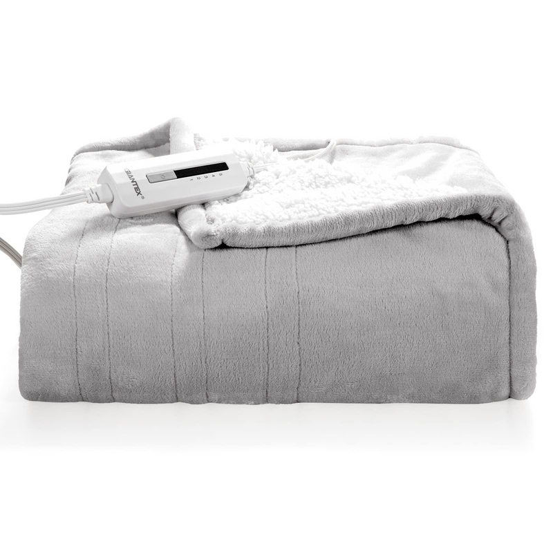 Flannel Sherpa Double Side Electric Heated Blanket 50''x60'' with 5 heating levels