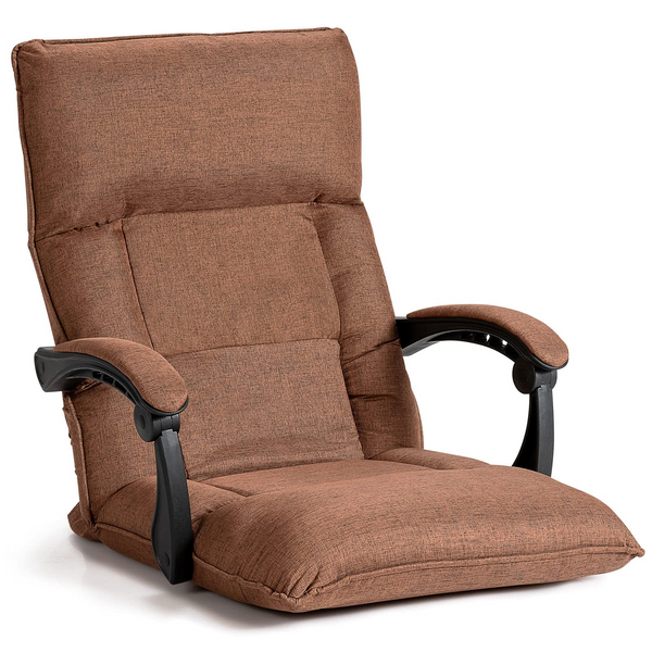 Adjustable Floor Chair Lazy Sofa Chair 14-Position Adjusting Backrest Headrest Waist Pillow