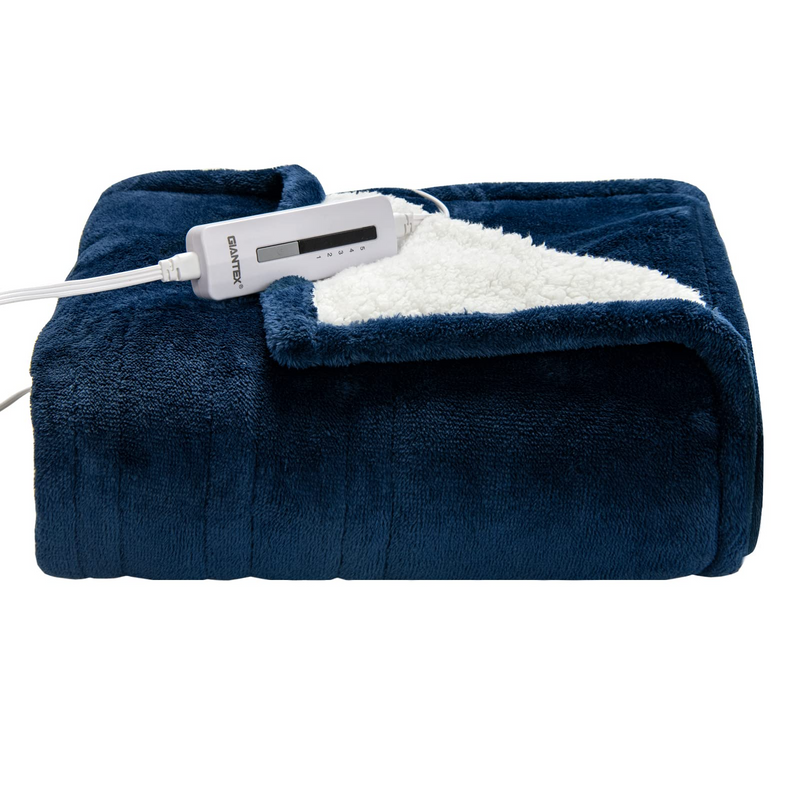 Flannel Sherpa Double Side Electric Heated Blanket 50''x60'' with 5 heating levels