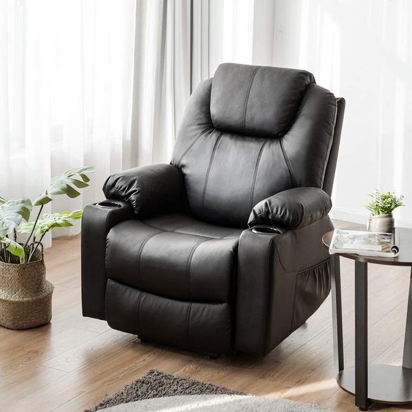 Komfott Power Lift Recliner Chair for Elderly, Faux Leather Electric Recliner w/Massage and Heating