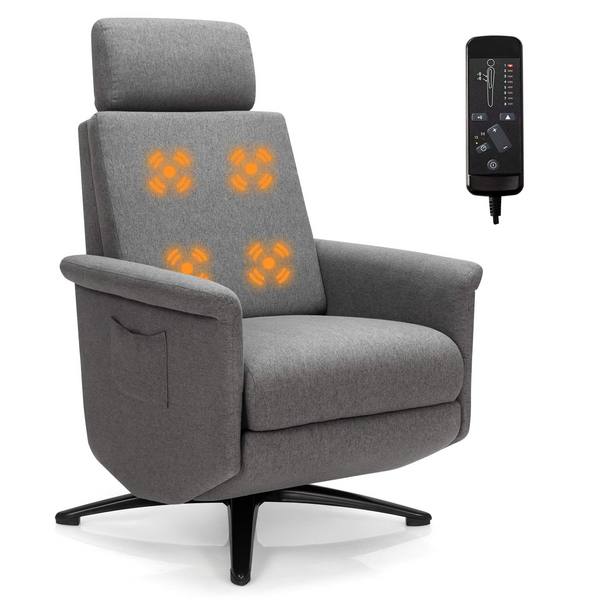 Komfott Recliner Chair with Vibration Massage, 360 Degree Swivel Reclining Sofa Chair