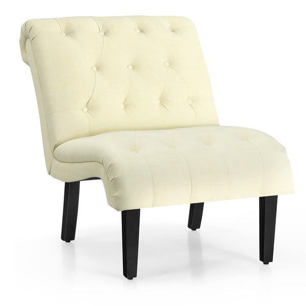 Armless Accent Chair w/Solid Wood Legs & Adjustable Foot Pads
