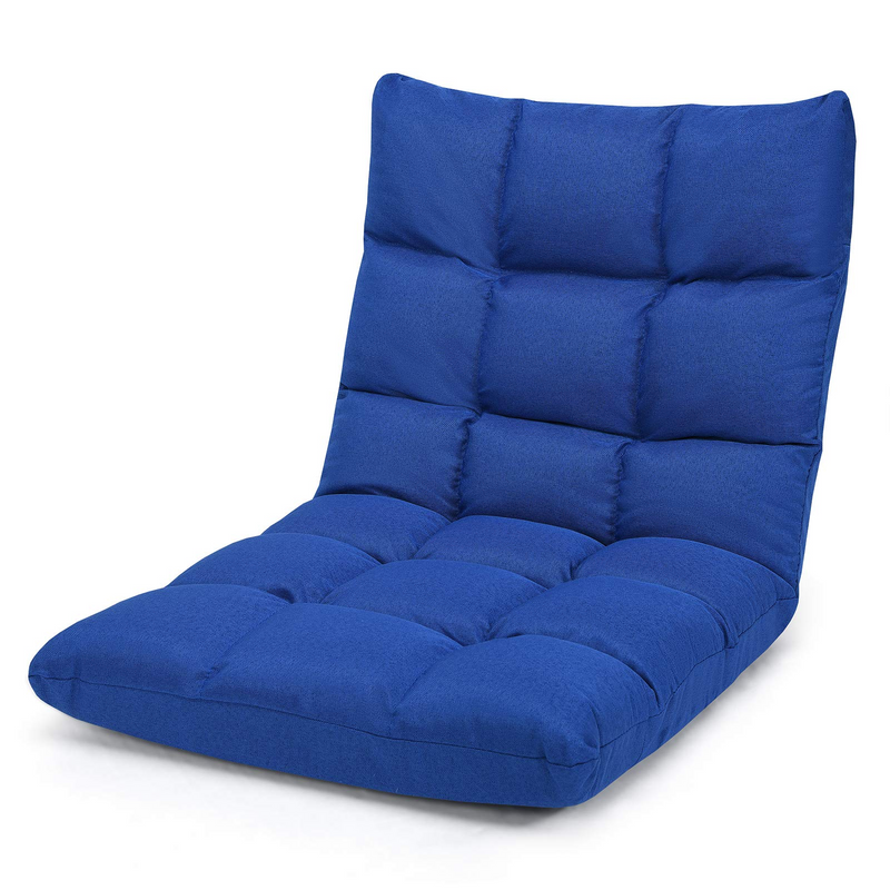 14-Position Adjustable Cushioned Folding Lazy Recliner Floor Chair