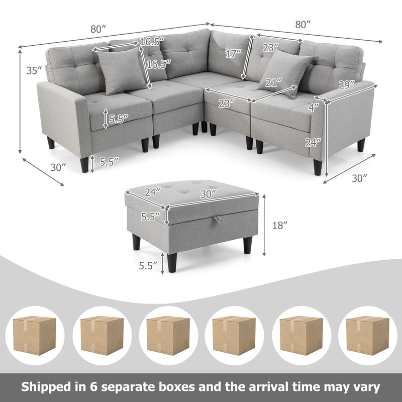 KOMFOTT Modular Sectional Sofa Couch, Reversible L-Shaped Corner Sofa Set with Ottoman