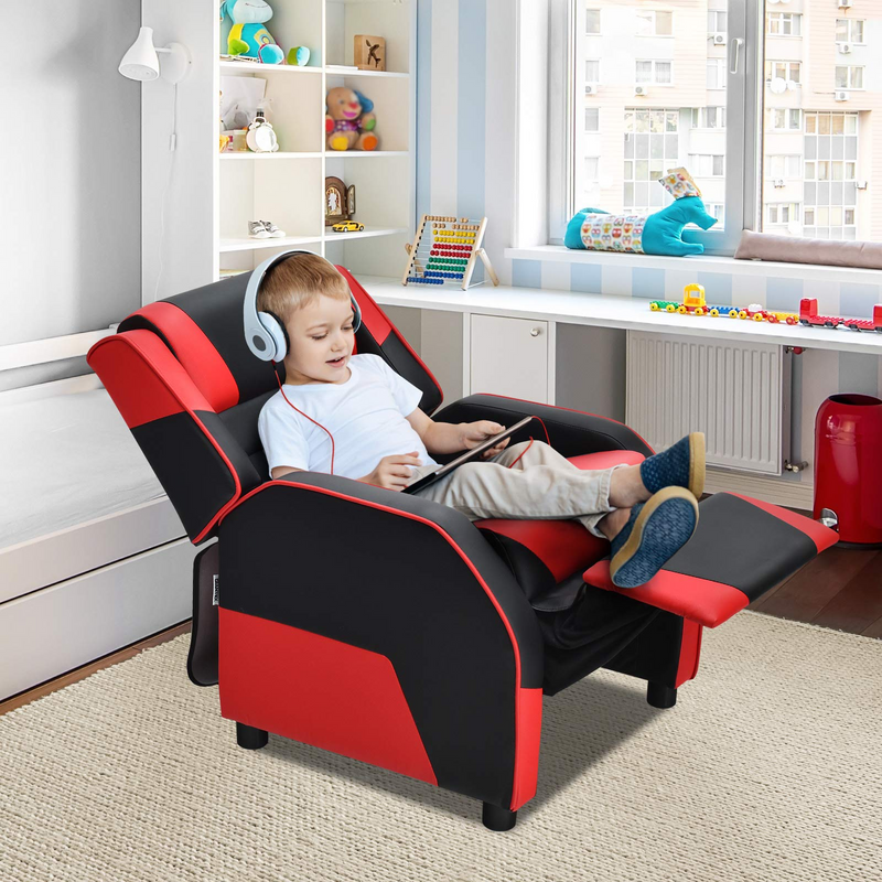 Komfott Kids Recliner, Racing Style Sofa with Headrest and Lumbar Support