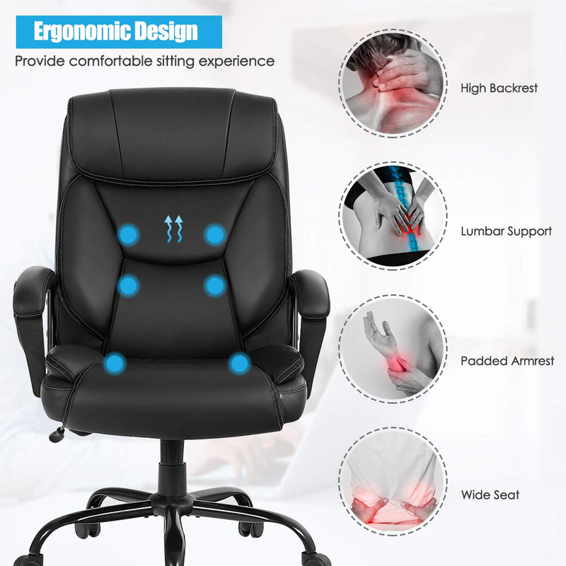 Komfott 500 lbs Big and Tall Office Chair, Massage Executive Chair w/ 6 Vibrating Points