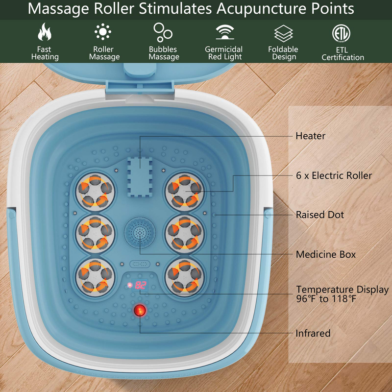 Collapsible 6 in 1 Foot Spa/Bath Massager with Time & Temperature Settings