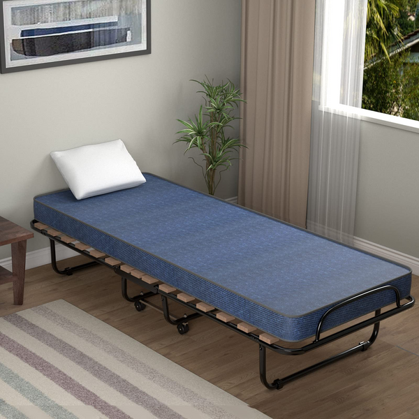 Guest Bed Frame Rollaway with Mattress for Adults
