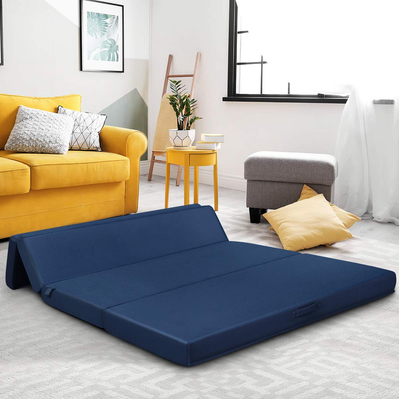 4 Inch Tri-Fold Memory Foam Mattress Pad Topper with Removable Mattress Cover