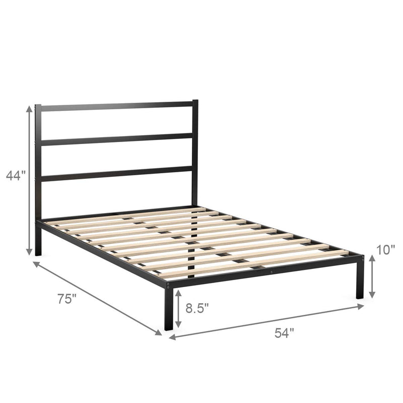 Full Size Metal Bed Frame with Vintage Headboard